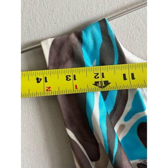 Trina Turk Womens Abstract Print Draped Silk Dress Blue Brown White Size 6 - Picture 3 of 8